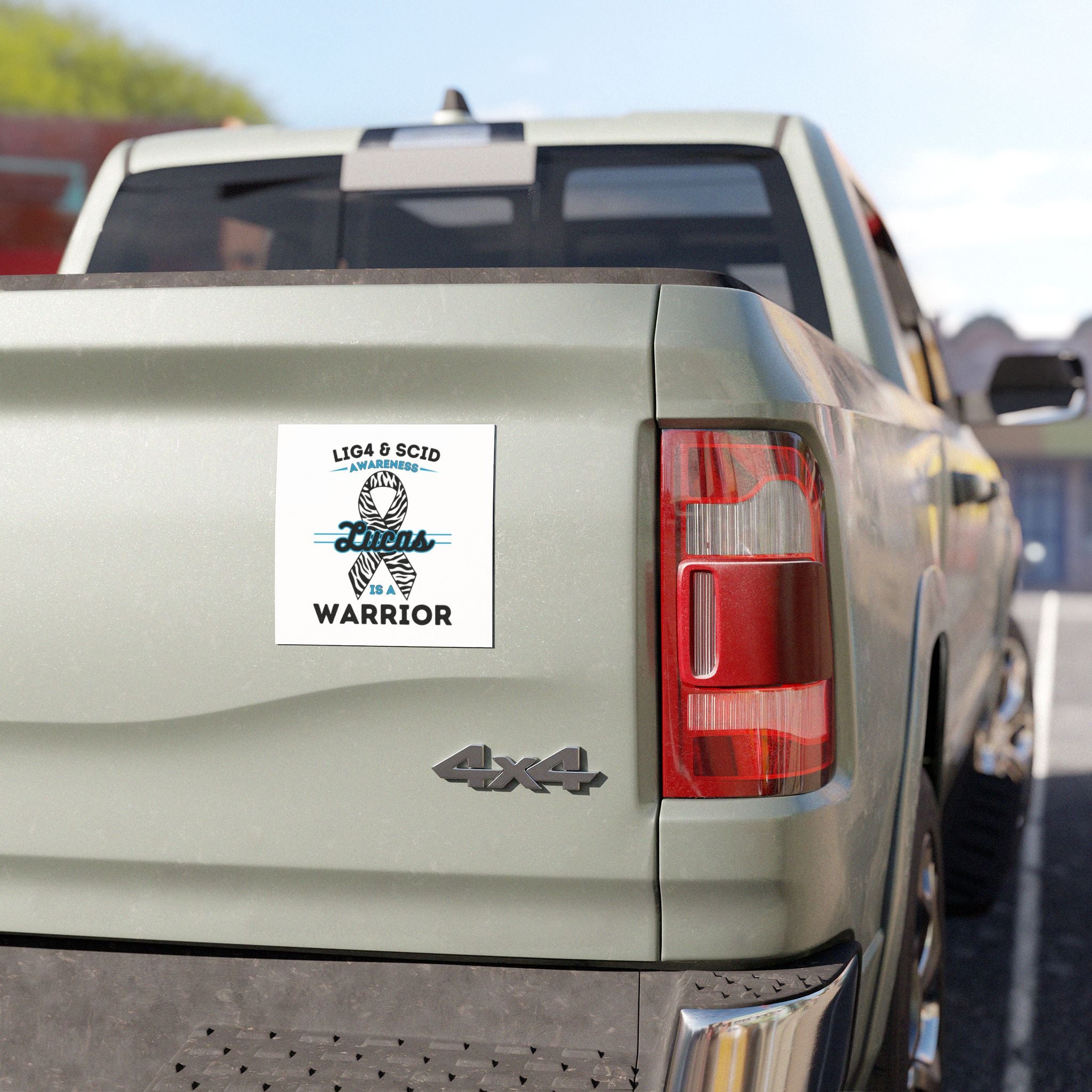 LIG4 & SCID Awareness Ribbon Car Magnet — Personalized "Lucas is a Warrior"