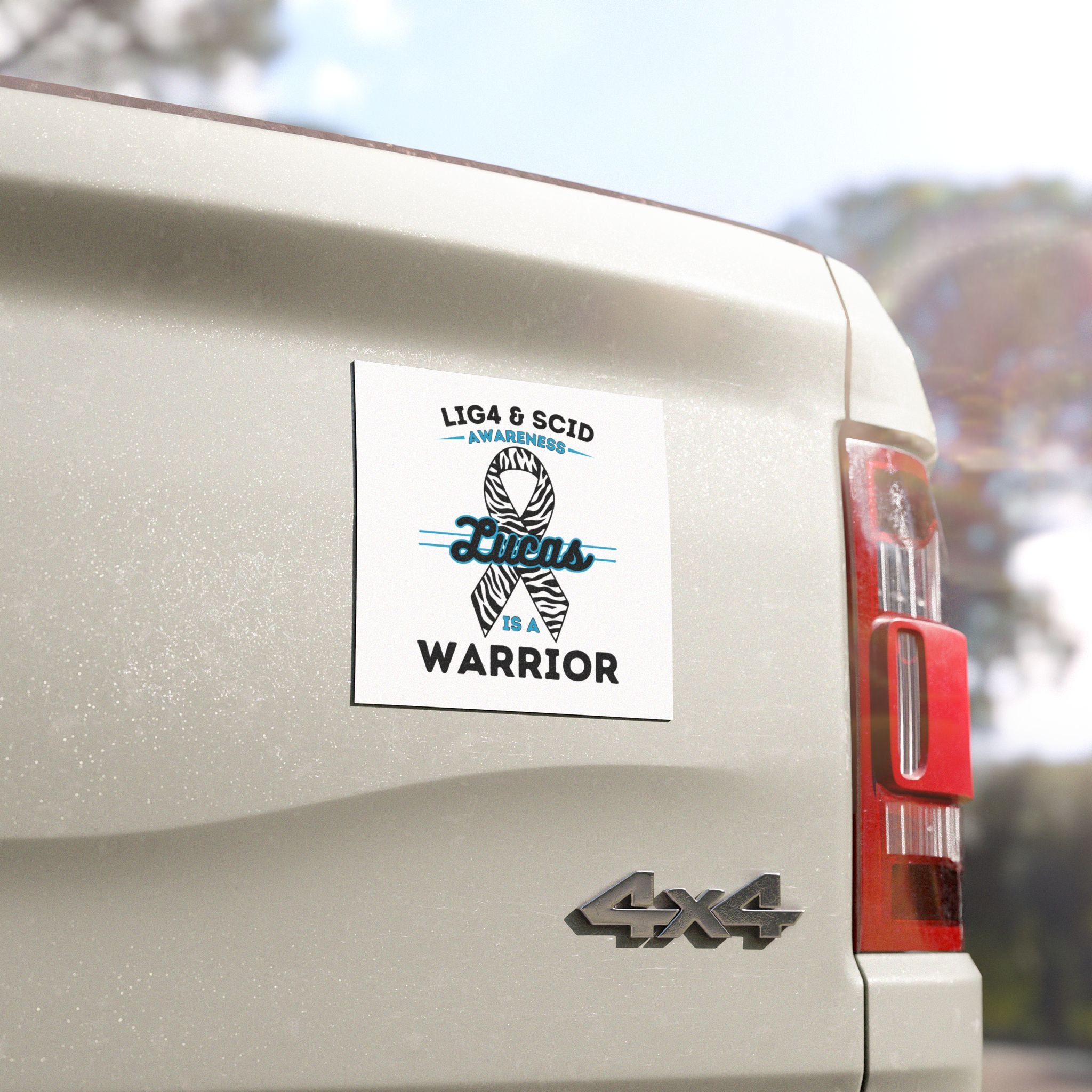 LIG4 & SCID Awareness Ribbon Car Magnet — Personalized "Lucas is a Warrior"